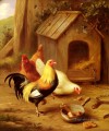 鶏に餌をやる家畜小屋 エドガー・ハント